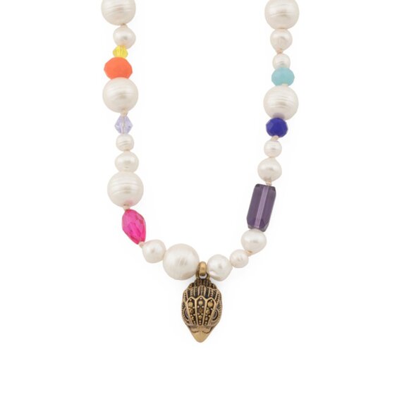 KURT GEIGER LONDON Pearl Multi Eagle Charm Pearl Beaded Necklace